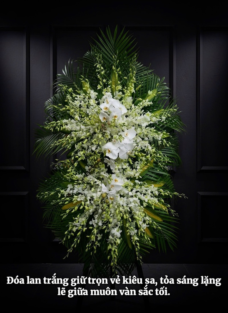 Kệ Hoa Kính Viếng Lan Trắng Xanh